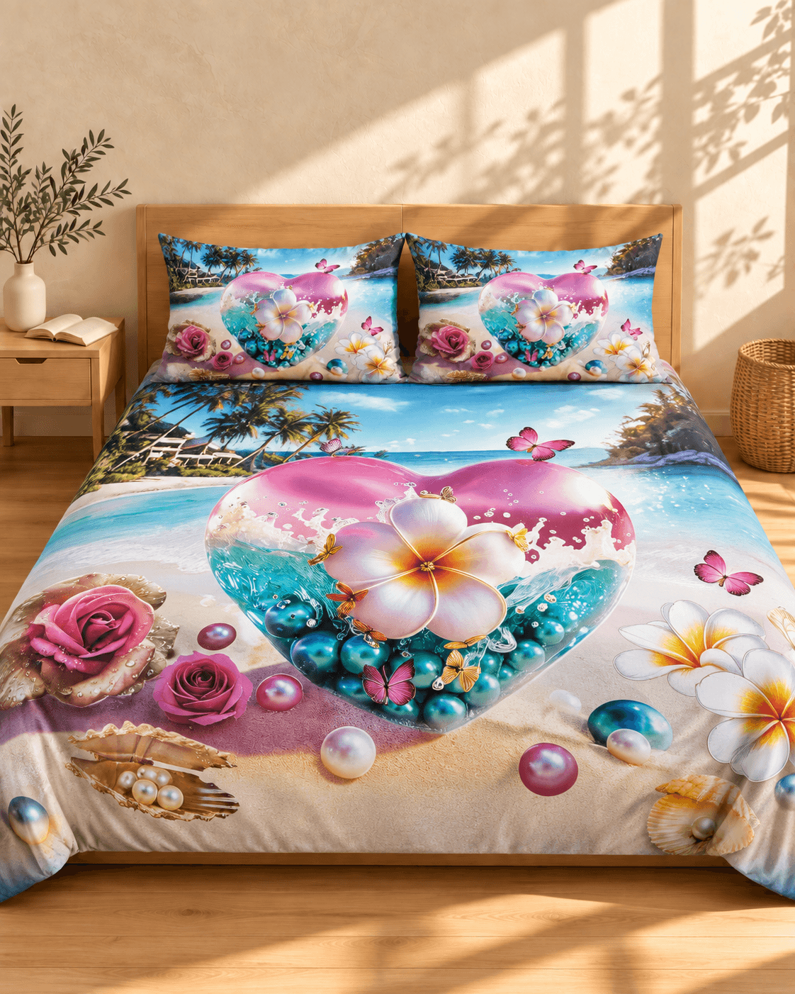 Tropical Heart 3D Printed Bedsheet