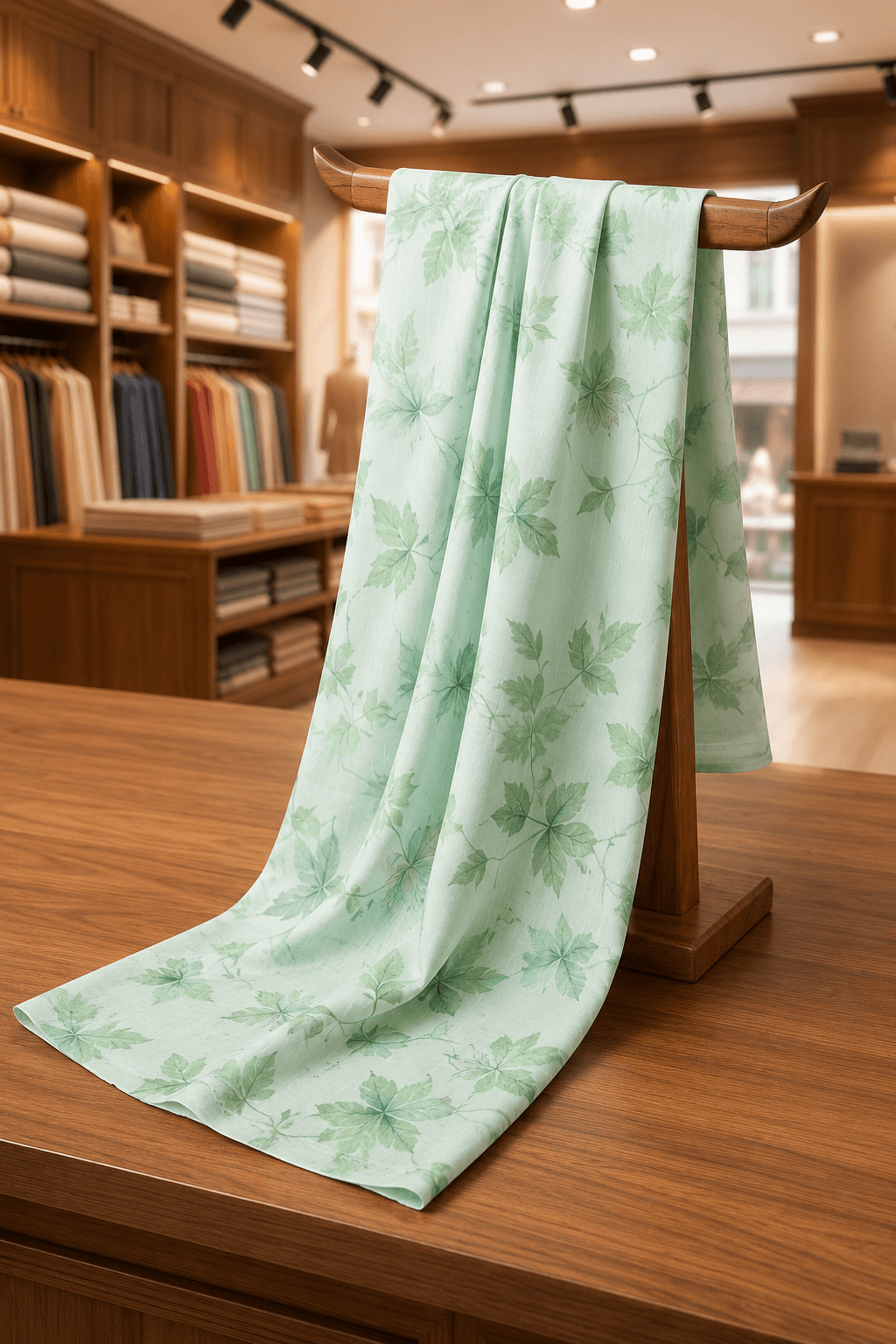 Mint Green Leaf Print