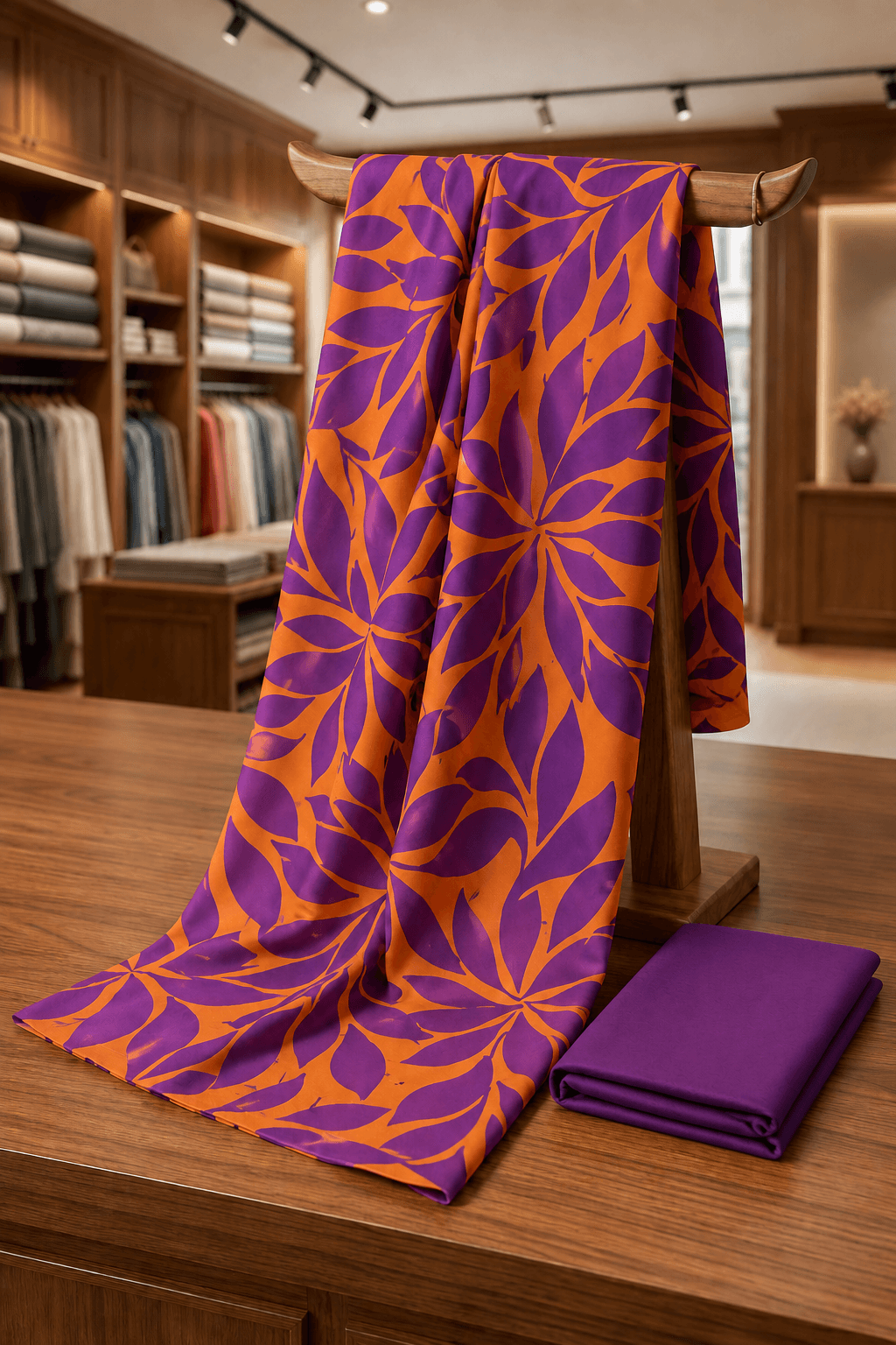 Orange Purple Abstract Floral Print