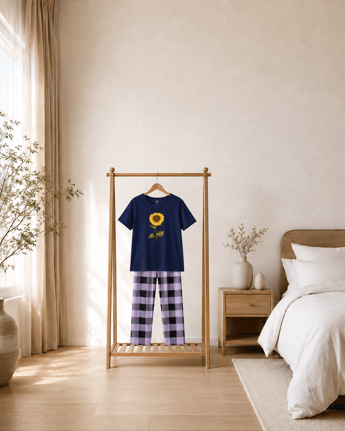 night wear with printed trousers