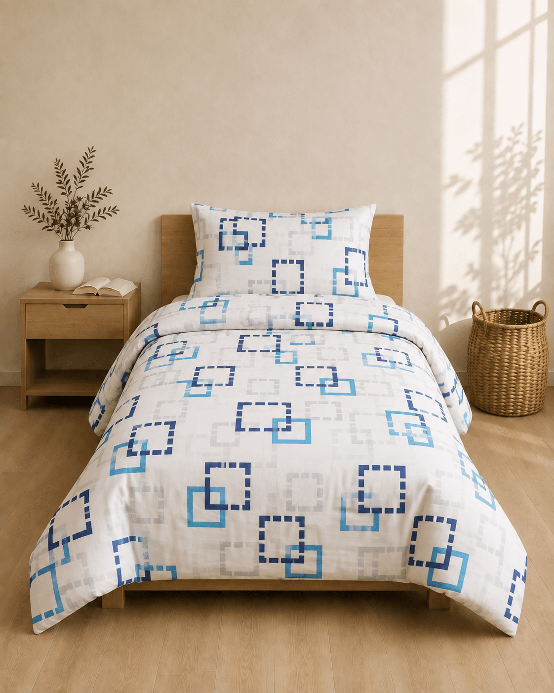 Blue Square Geometric Print
