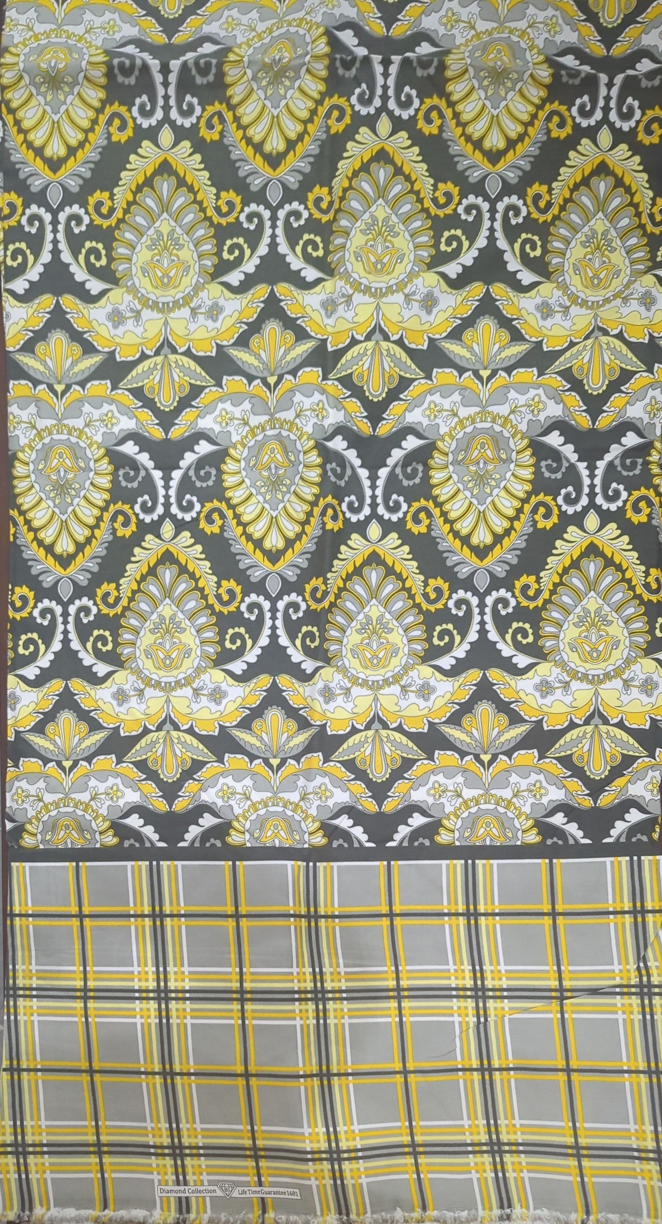 Charcoal Yellow Medallion Cotton Bedsheet