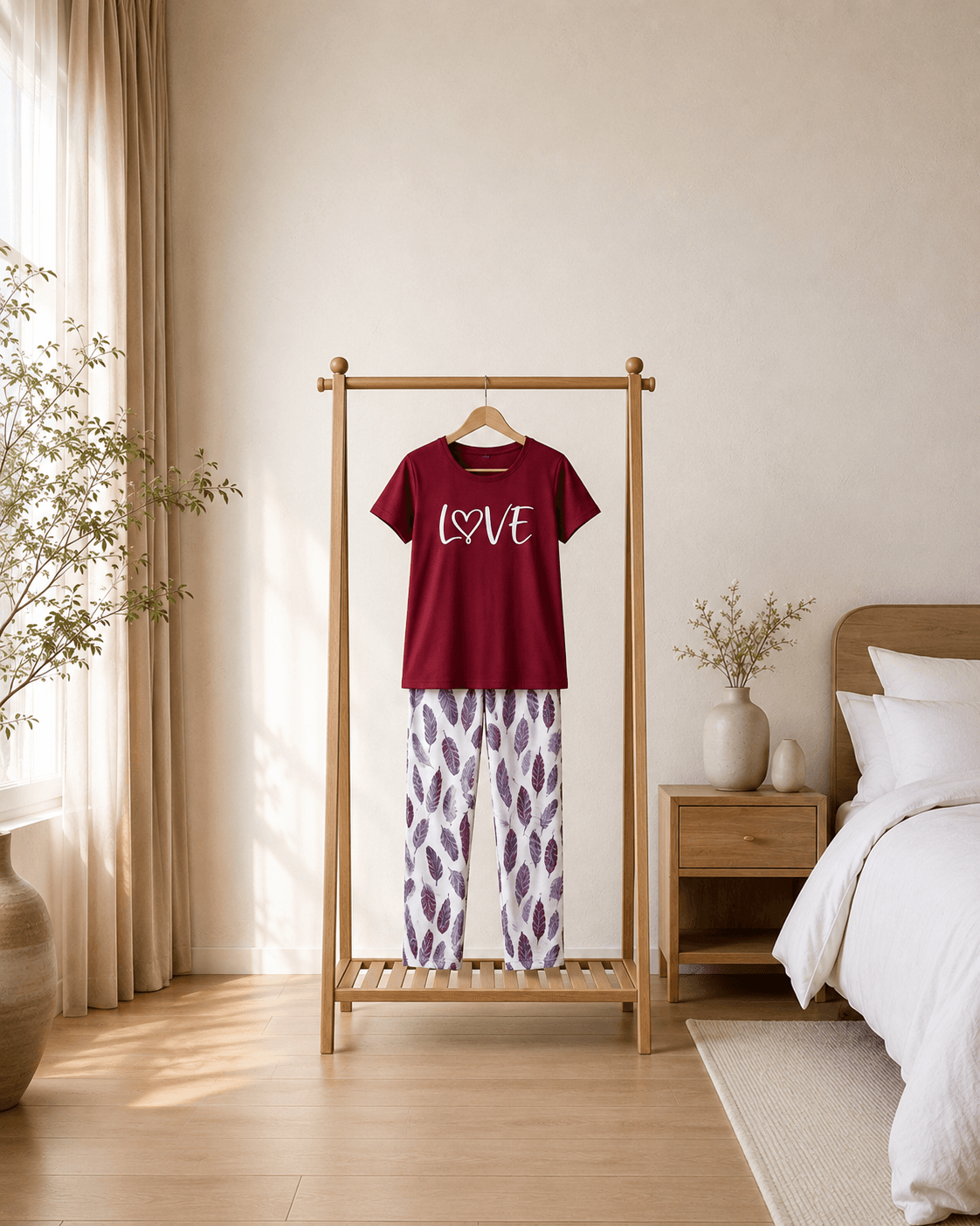 night wear with printed trousers