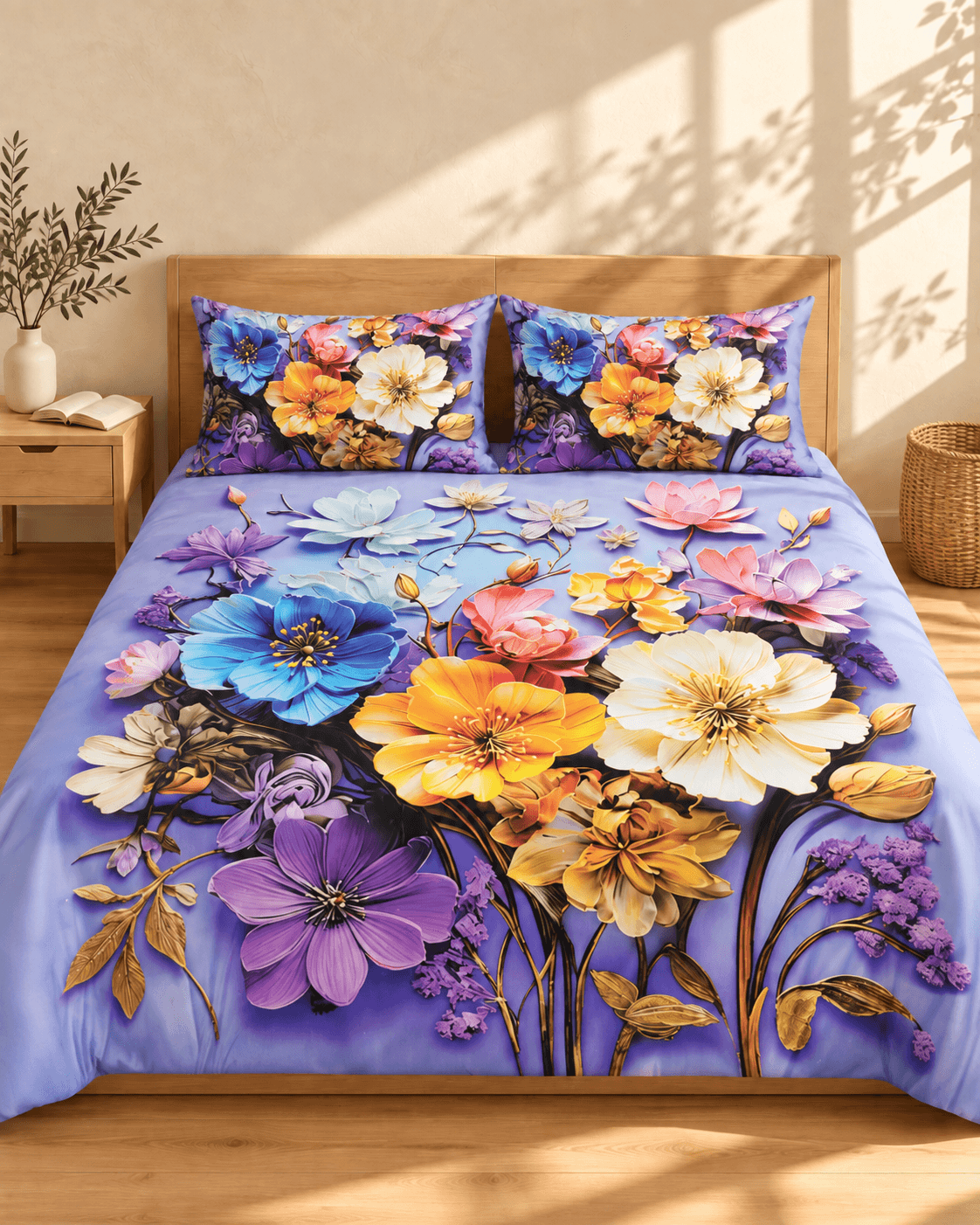 Colorful Floral 3D Bedsheet