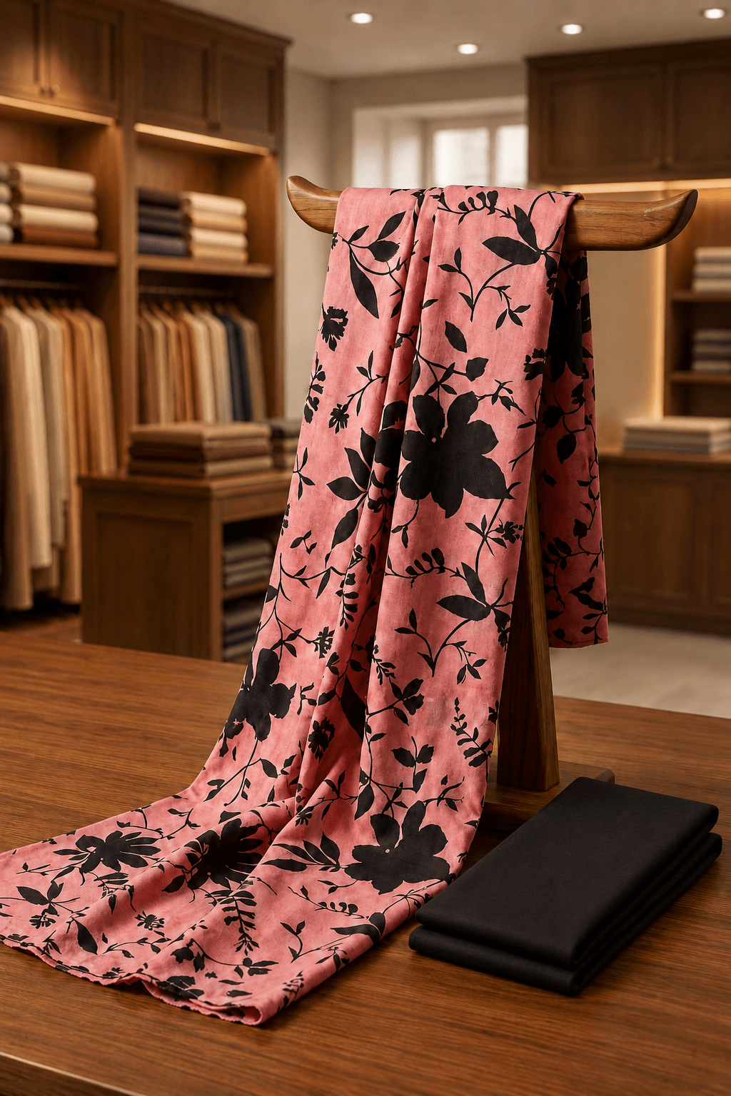 Pink Black Floral Print