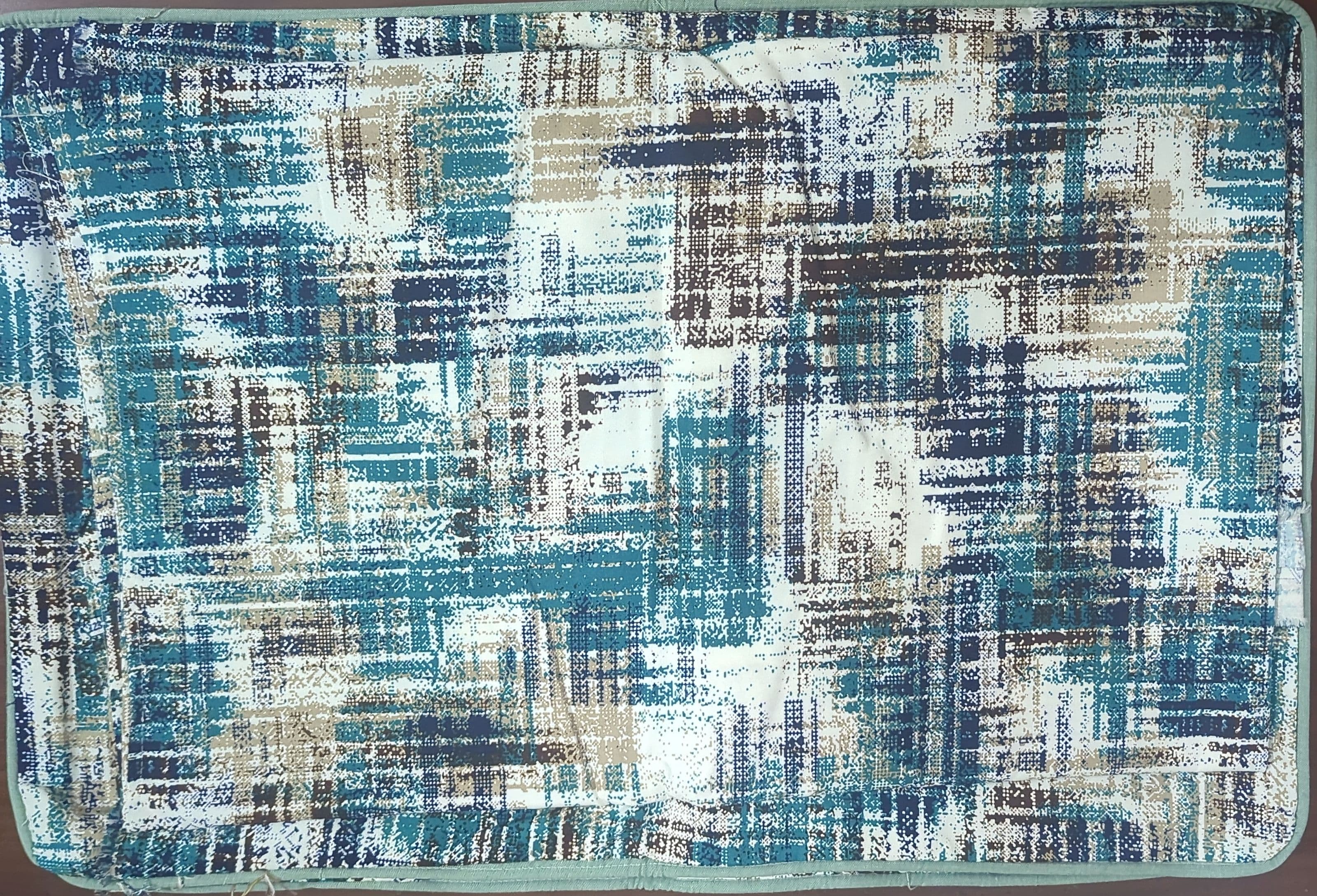 Teal Abstract Patchwork Cotton Bedsheet